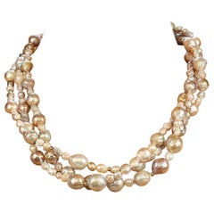 AJD Elegant and Versatile Three Strand Pearl Necklace