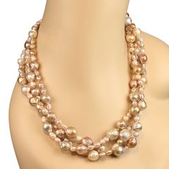 AJD Elegant and Versatile Three Strand Pearl Necklace