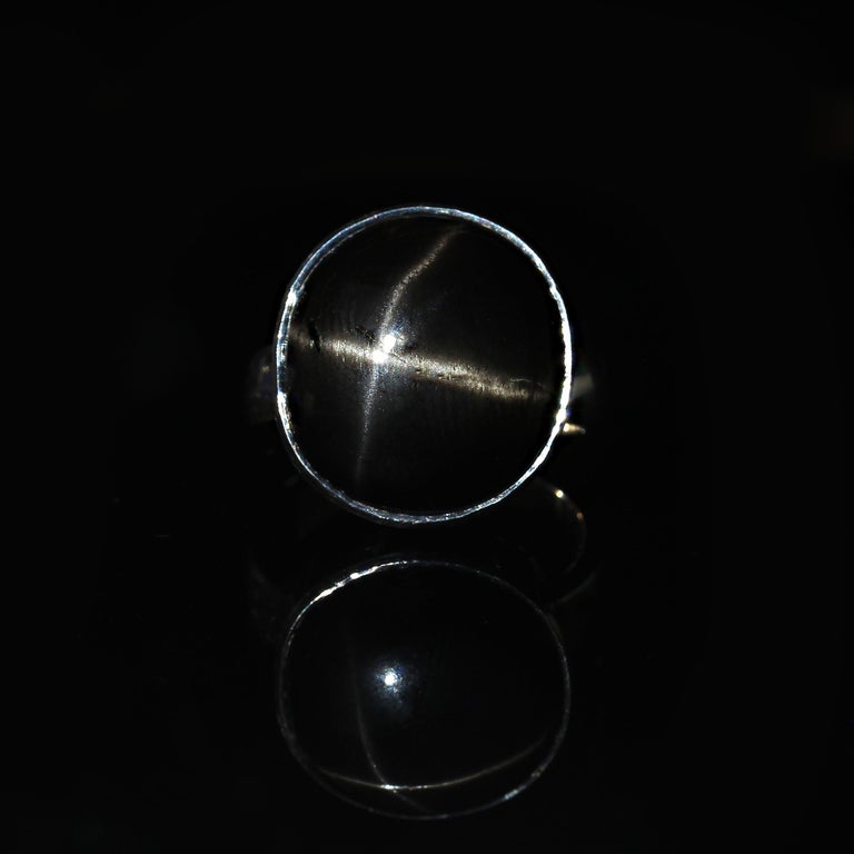 AJD Elegant Black Star Sapphire Roval in Custom Sterling Silver Ring ...