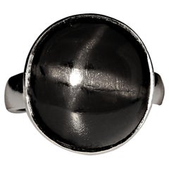 AJD Elegant Black Star Sapphire Roval in Custom Sterling Silver Ring
