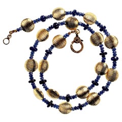 AJD Elegant Blue Sapphire and Goldy Choker Necklace  Great Gift!!