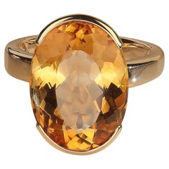 AJD Elegant  Brazilian Oval Citrine in Handmade 18K Yellow Gold Ring