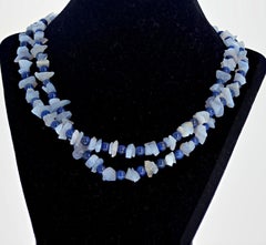 AJD Elegant Double Strand Blue Lapis Lazuli & Blue Chalcedony 18.5" Necklace