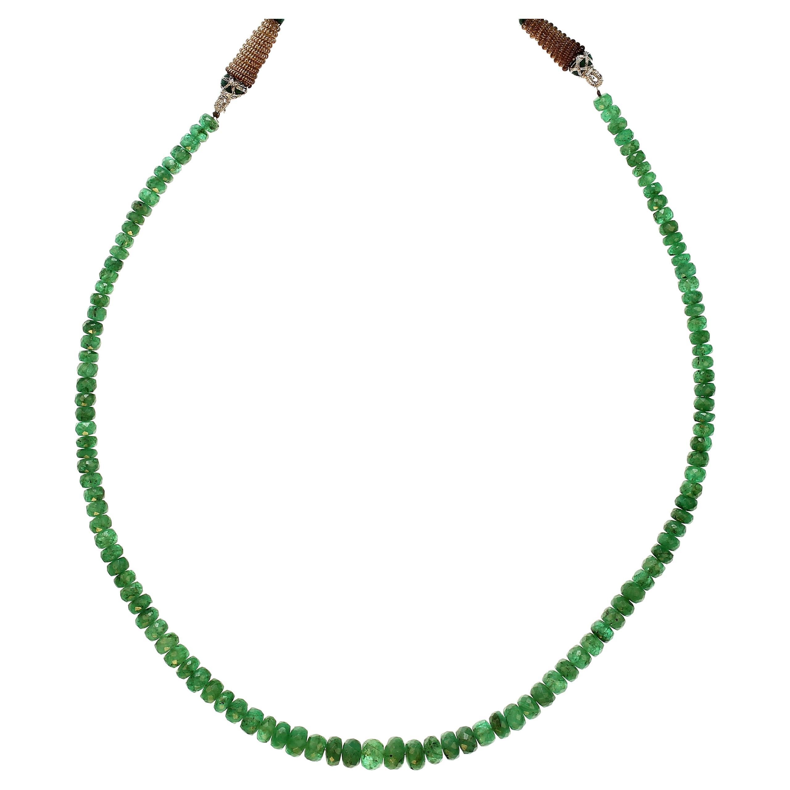 Artisan AJD Elegant Emerald 15 Inch expandable graduated necklace   For Sale