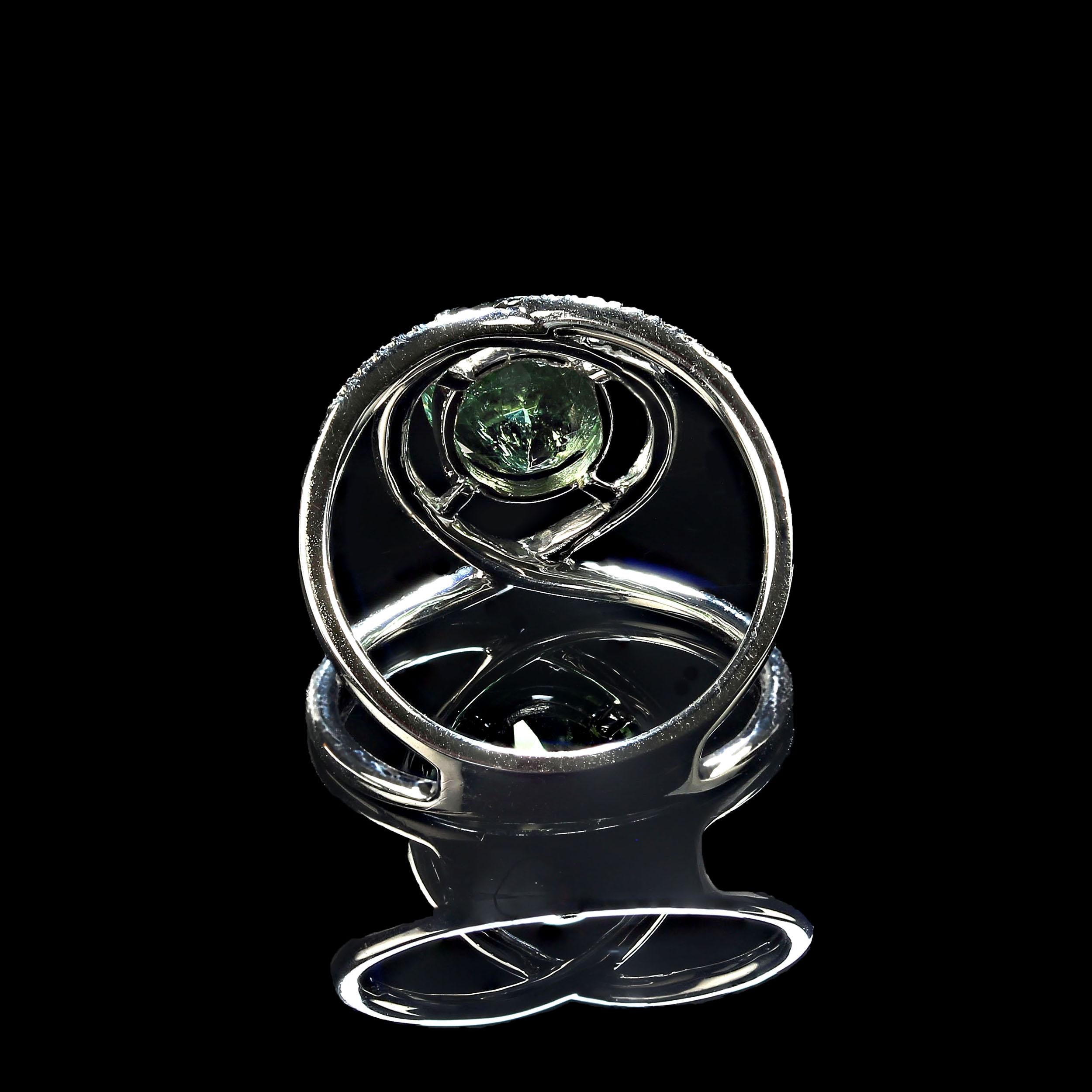 Oval Cut AJD Elegant modern diamond ring setting for oval green tourmaliine For Sale