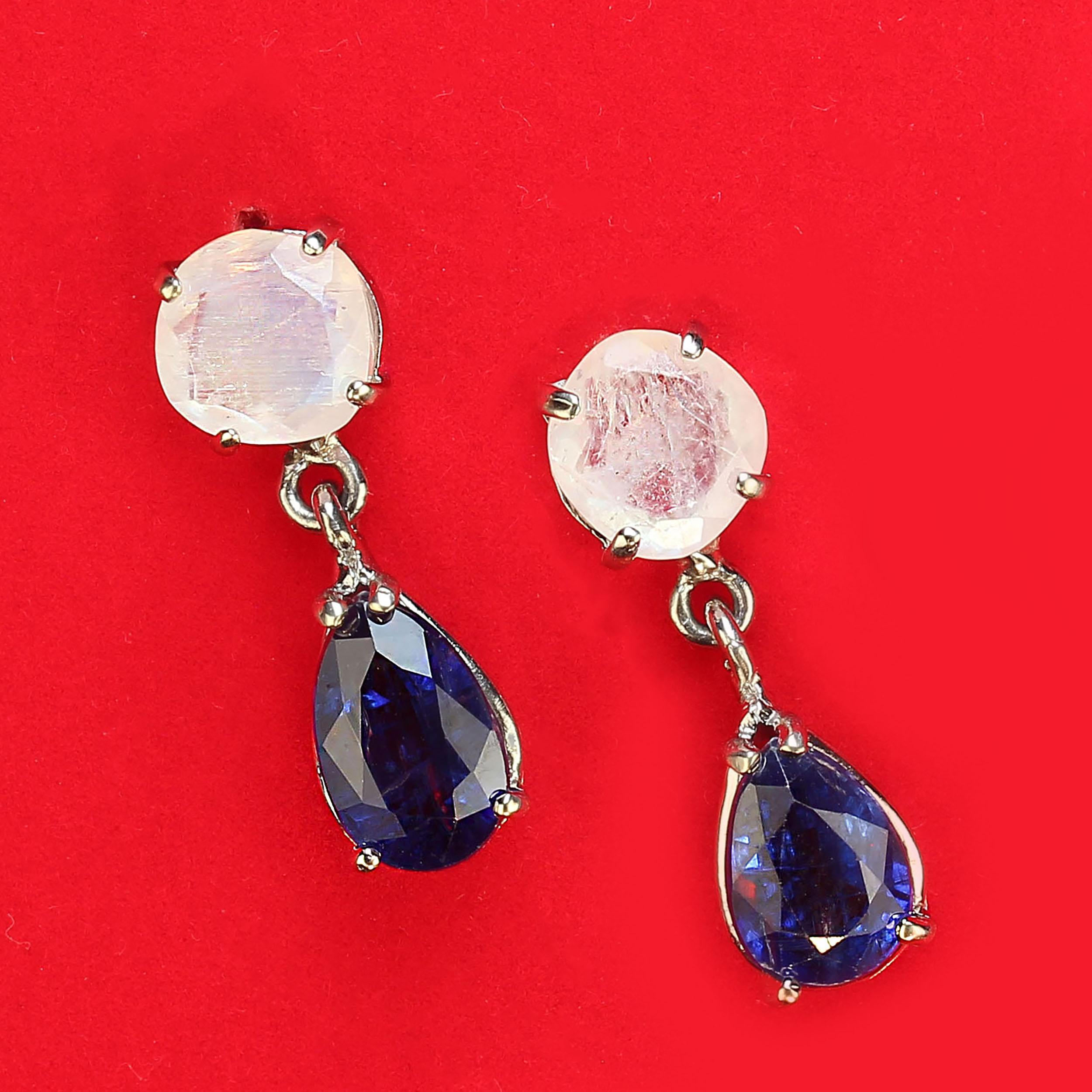 AJD Orecchini eleganti in pietra di luna e kyanite in oro bianco 14K in vendita 3