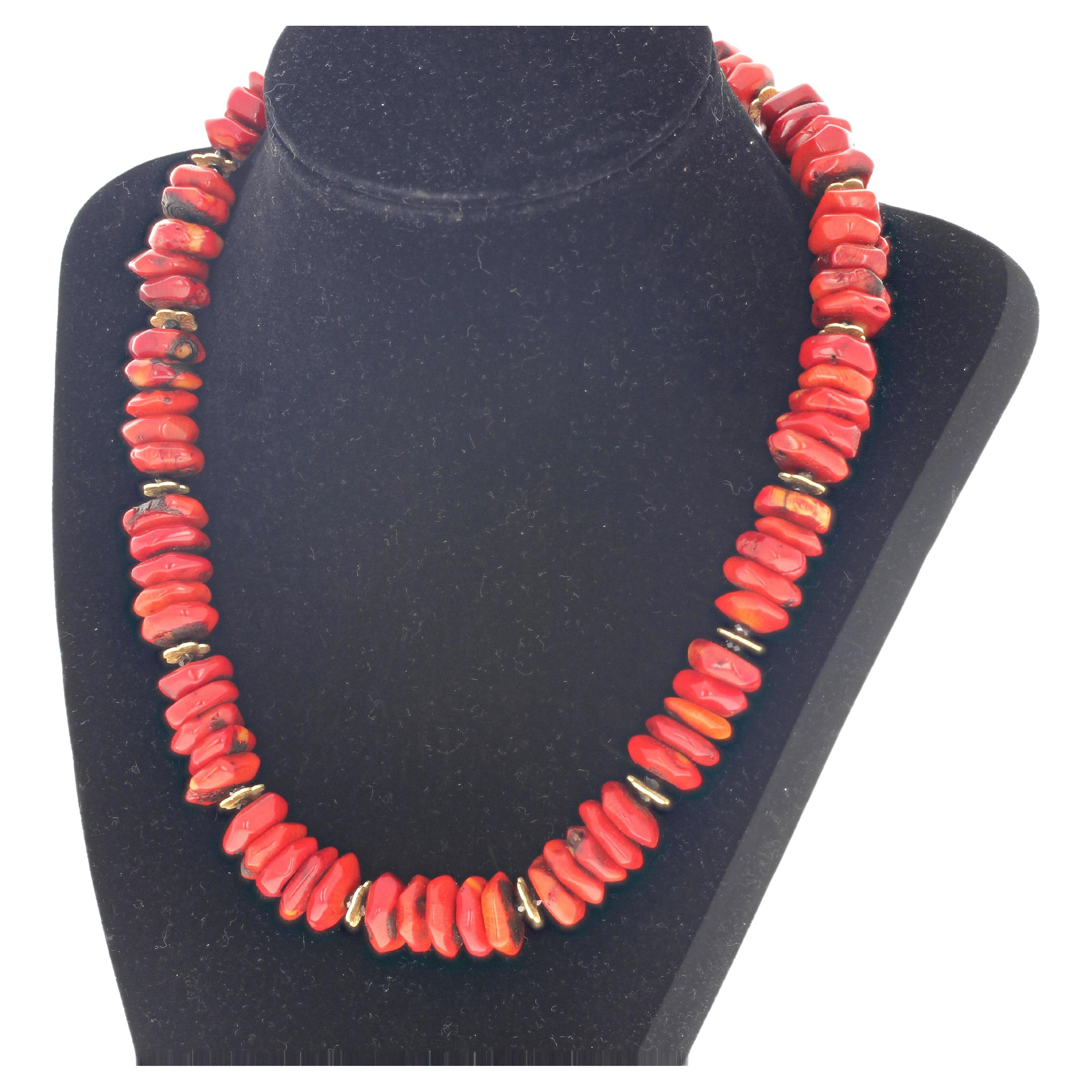 AJD Elegant Natural Bamboo Coral and Black Spinel Necklace