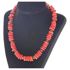 AJD Elegant Natural Bamboo Coral and Black Spinel Necklace