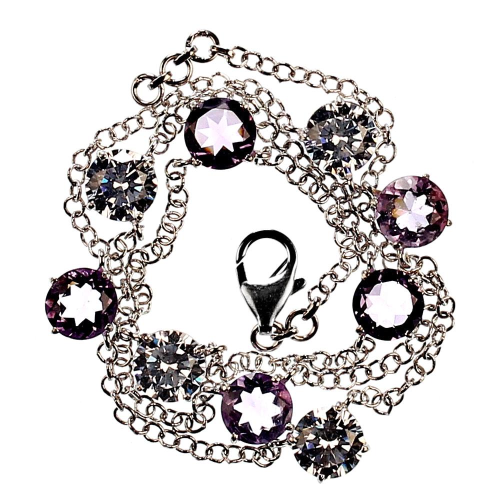 Women's or Men's  AJD Elegant Necklace of Amethyst and genuine White Zircon  February Birthstone For Sale