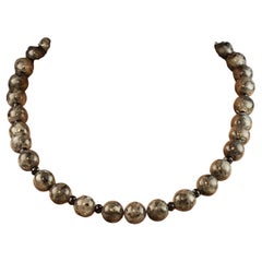 AJD Elegante Collar de Rara Gema Larvikita y Ónix Negro