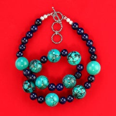 Elegante AJD Halskette „New Turquoise“, akzentuiert mit blauem Achat