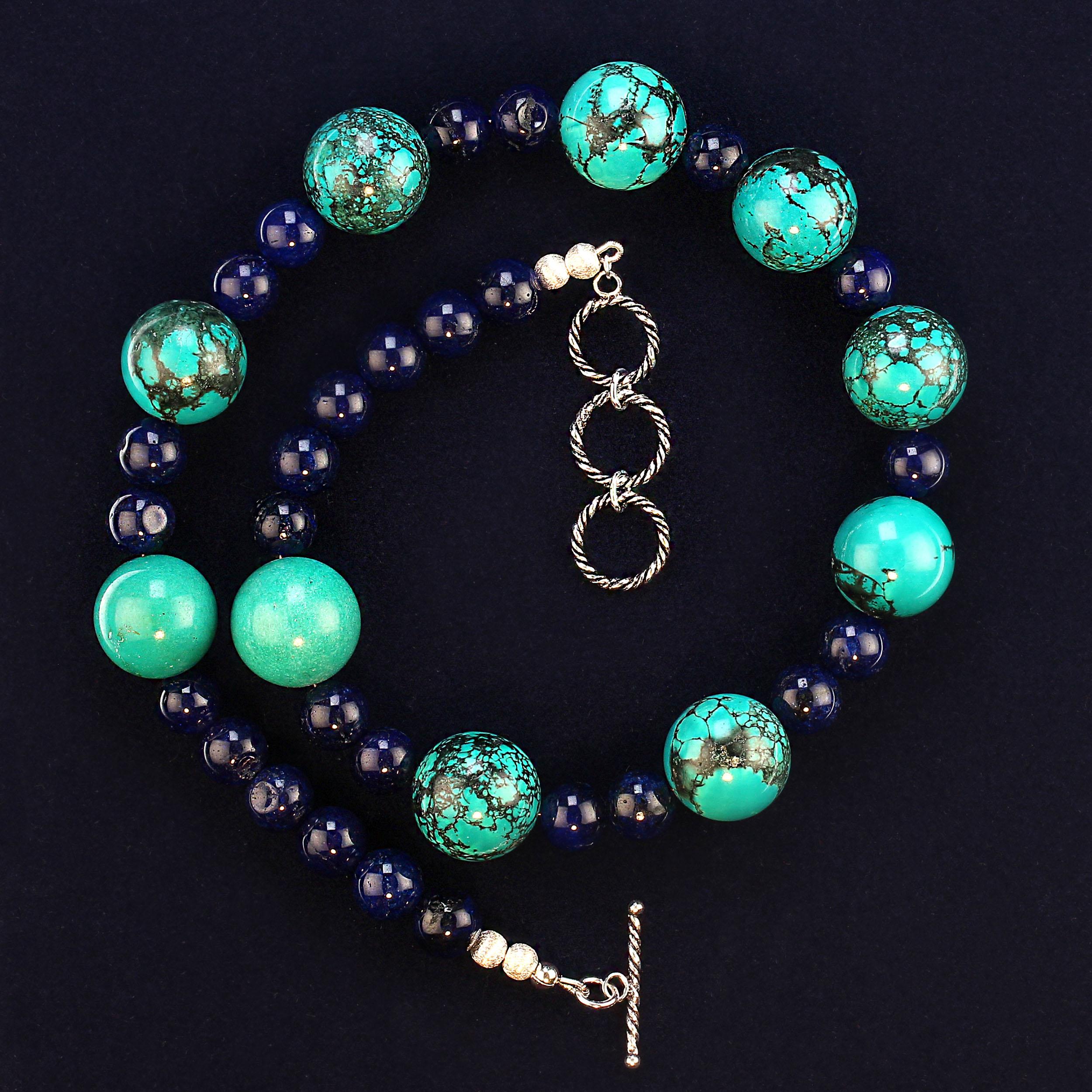 Femenino o masculino AJD Elegante Collar 'Nueva Turquesa' Acentuada con Ágata Azul en venta