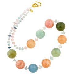 AJD Elegant Real Natural Morganites, Beryls & Aquamarines 21.5" Necklace