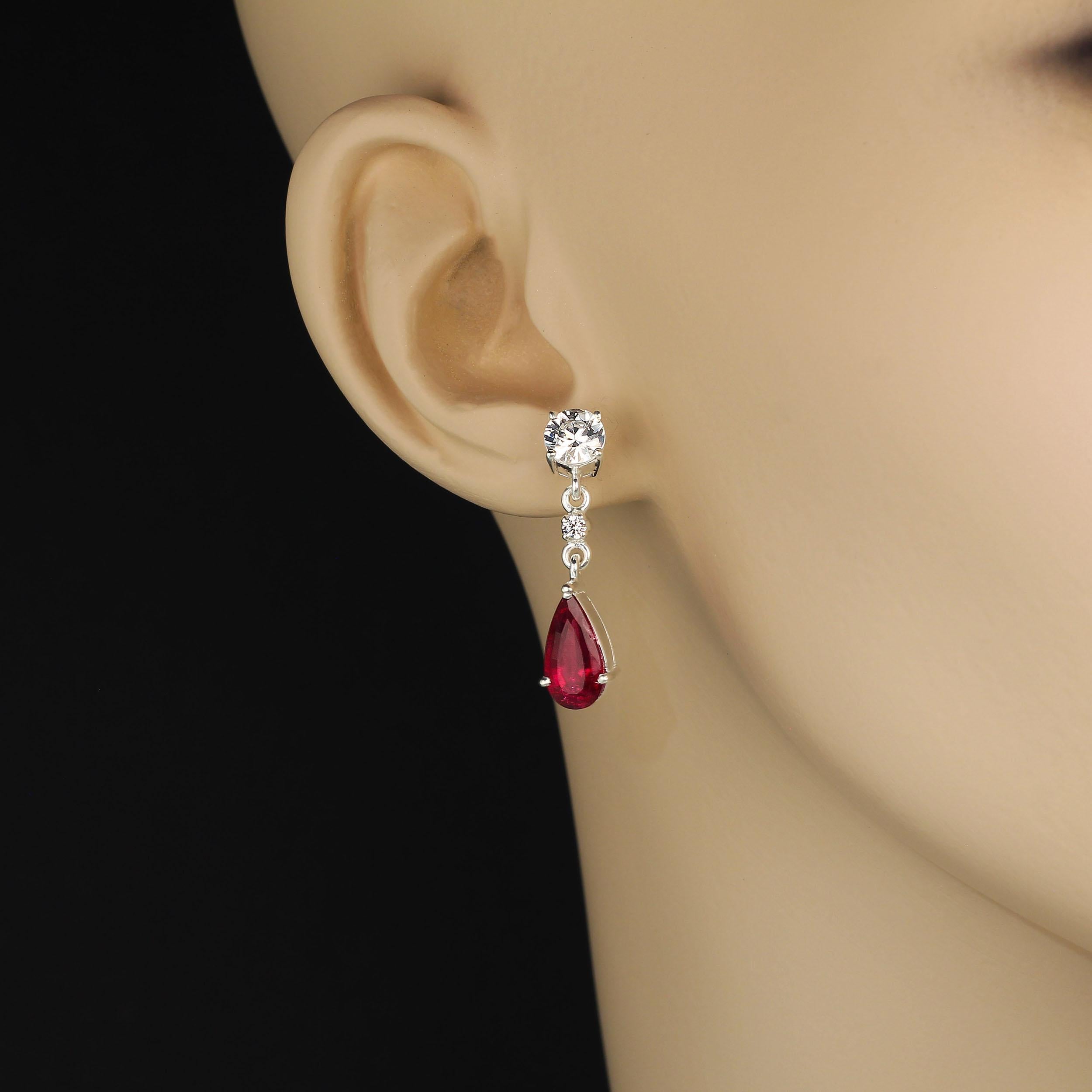 da uomo o donna AJD Orecchini pendenti eleganti in rubelite e zircone autentico in vendita