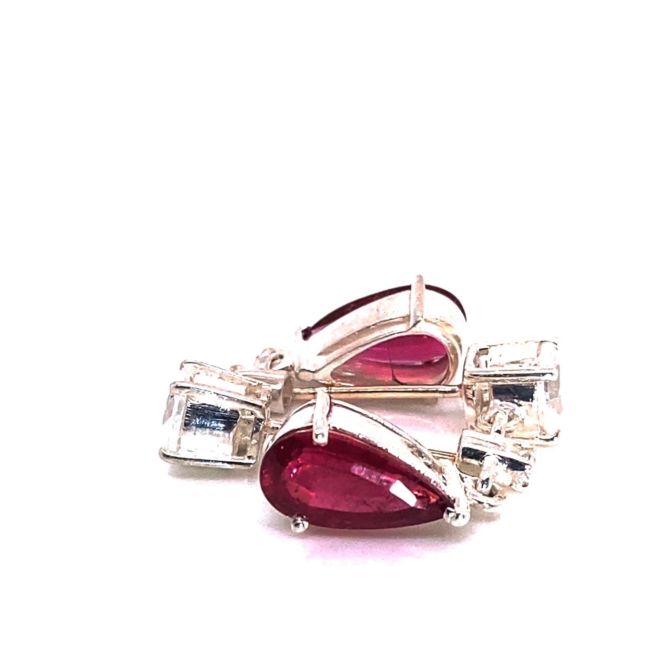 AJD Orecchini pendenti eleganti in rubelite e zircone autentico in vendita 1