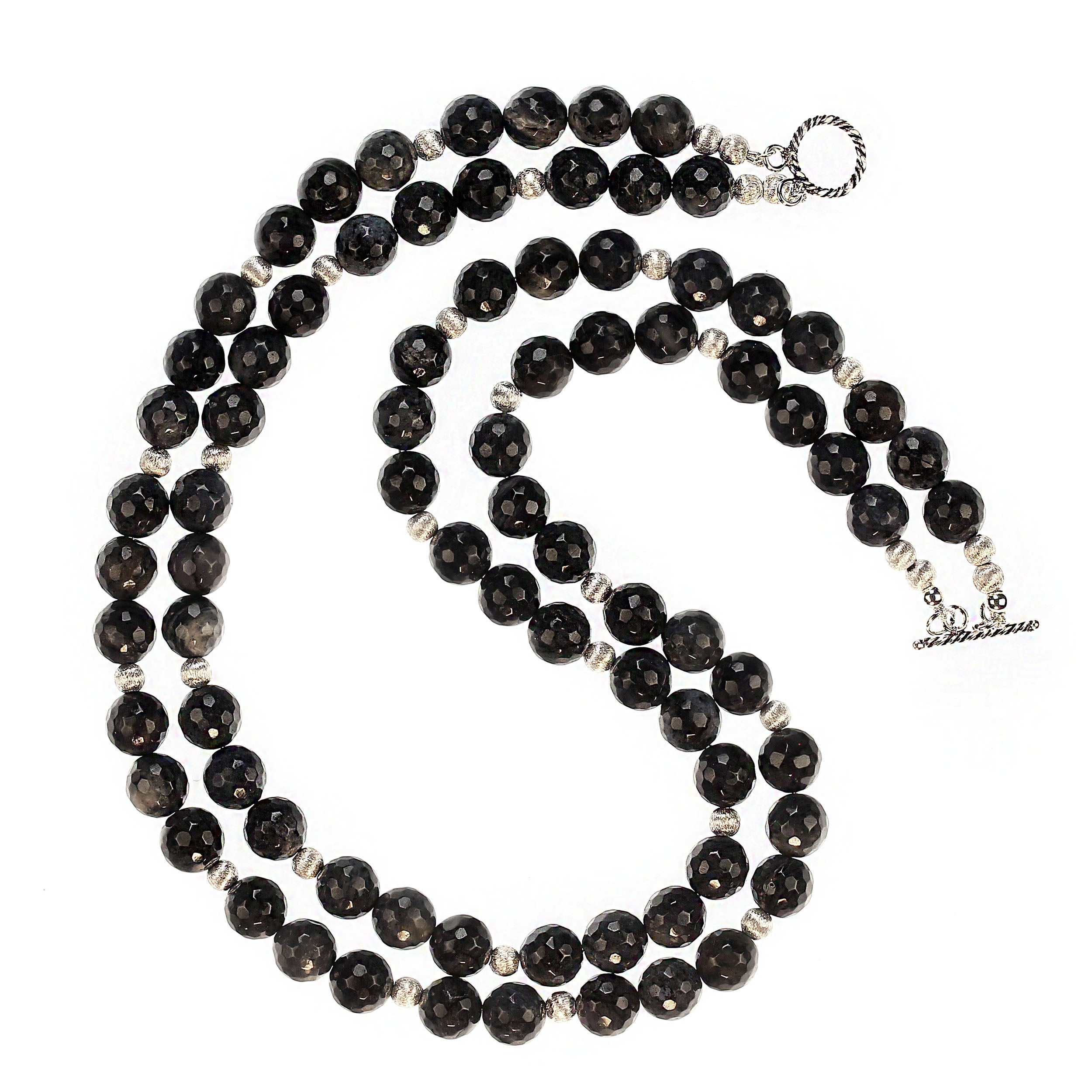 AJD élégant collier de dumortierite bleue à deux rangs avec accents argentés Unisexe en vente