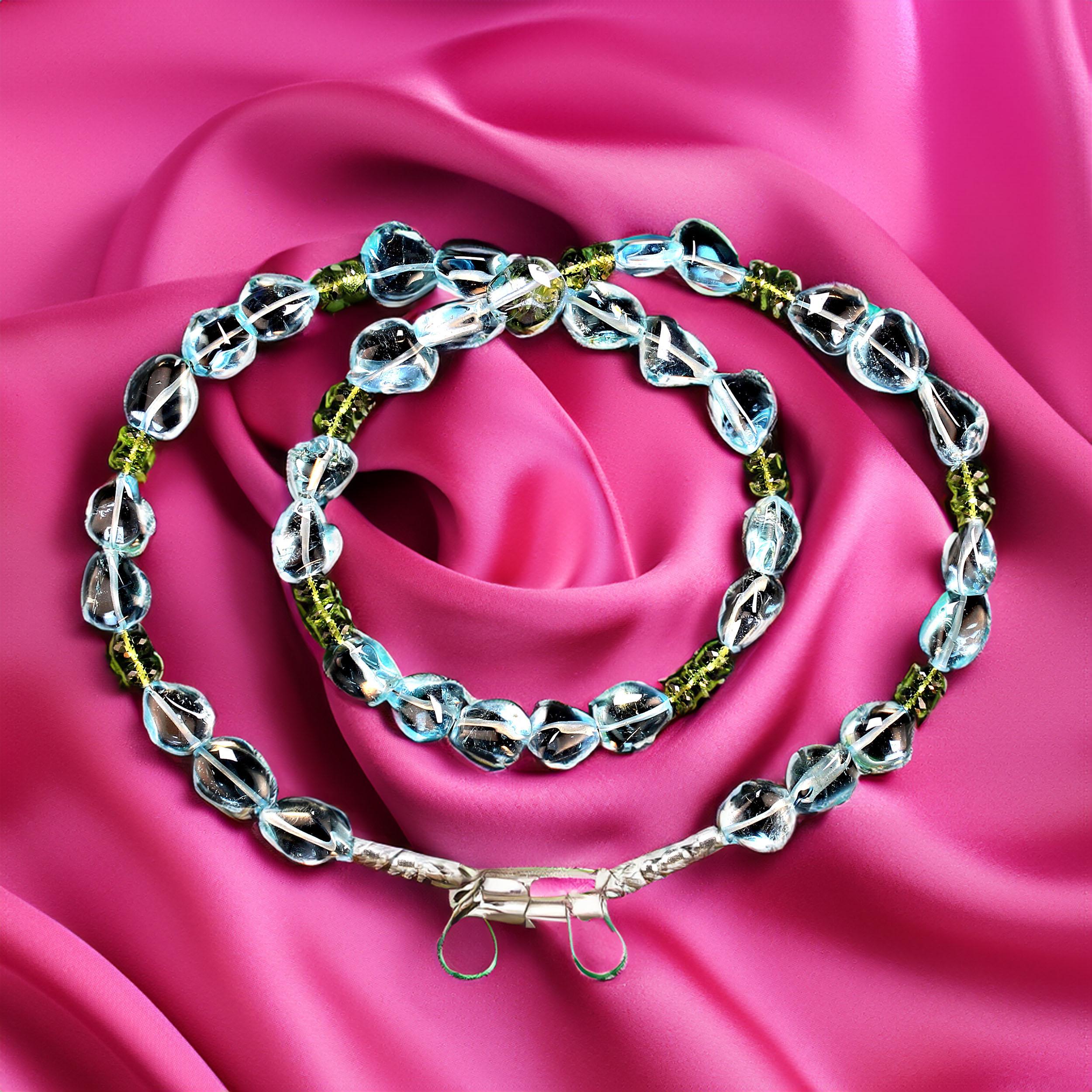 Women's or Men's AJD Elegant & Unique Blue Topaz & Peridot 23 Inch necklace  Great Gift! For Sale
