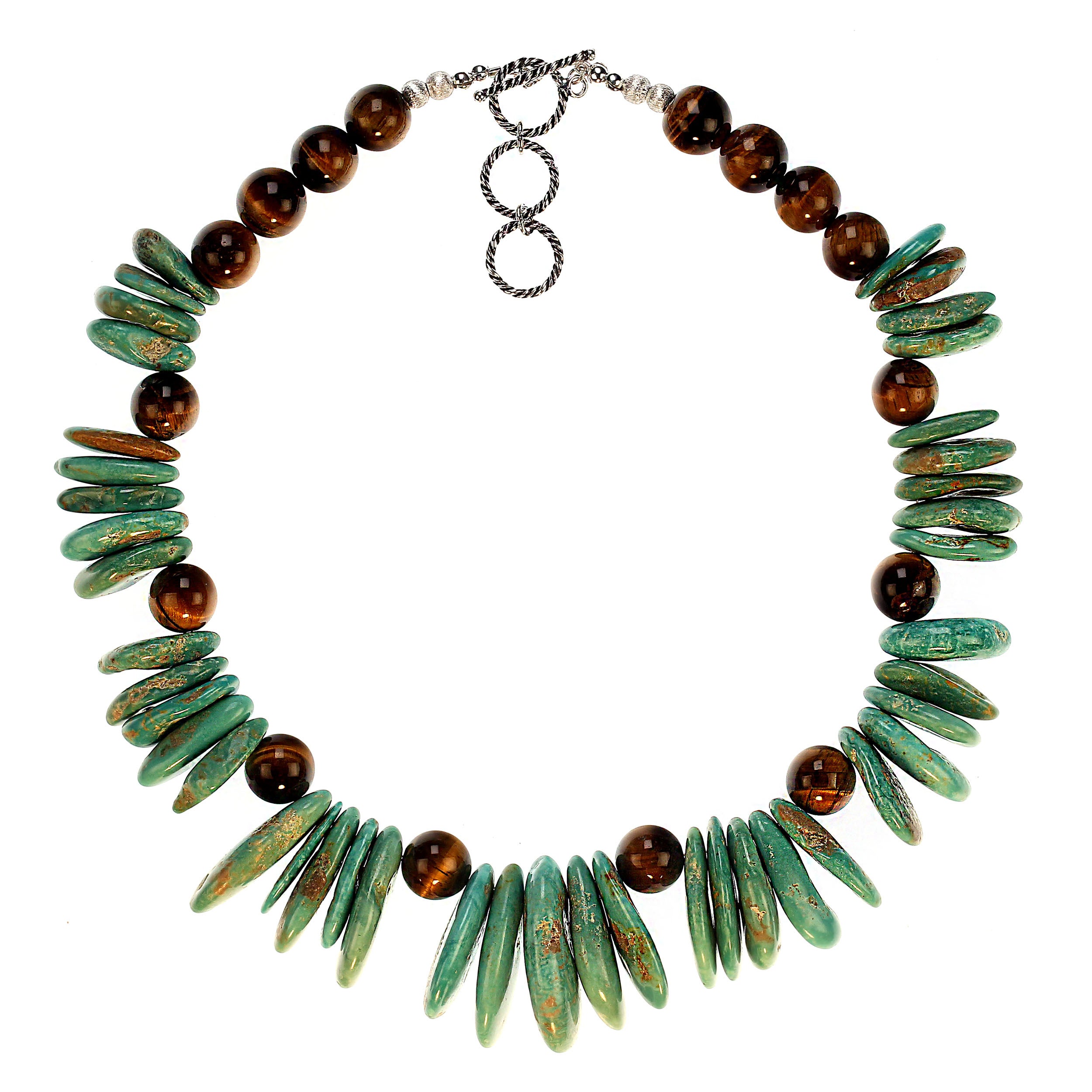 Collana Elisa in turchese e occhio di tigre - Gemme a goccia da Sonora, Messico

Eleva il tuo stile con la collana Elisa Turchese, caratterizzata da squisite gemme di turchese a forma di goccia estratte da Sonora, in Messico. Queste bellissime gemme