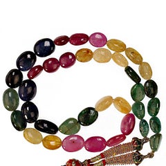 AJD Exotic Multi Color 19 Inch Graduated Sapphire Necklace Expandable