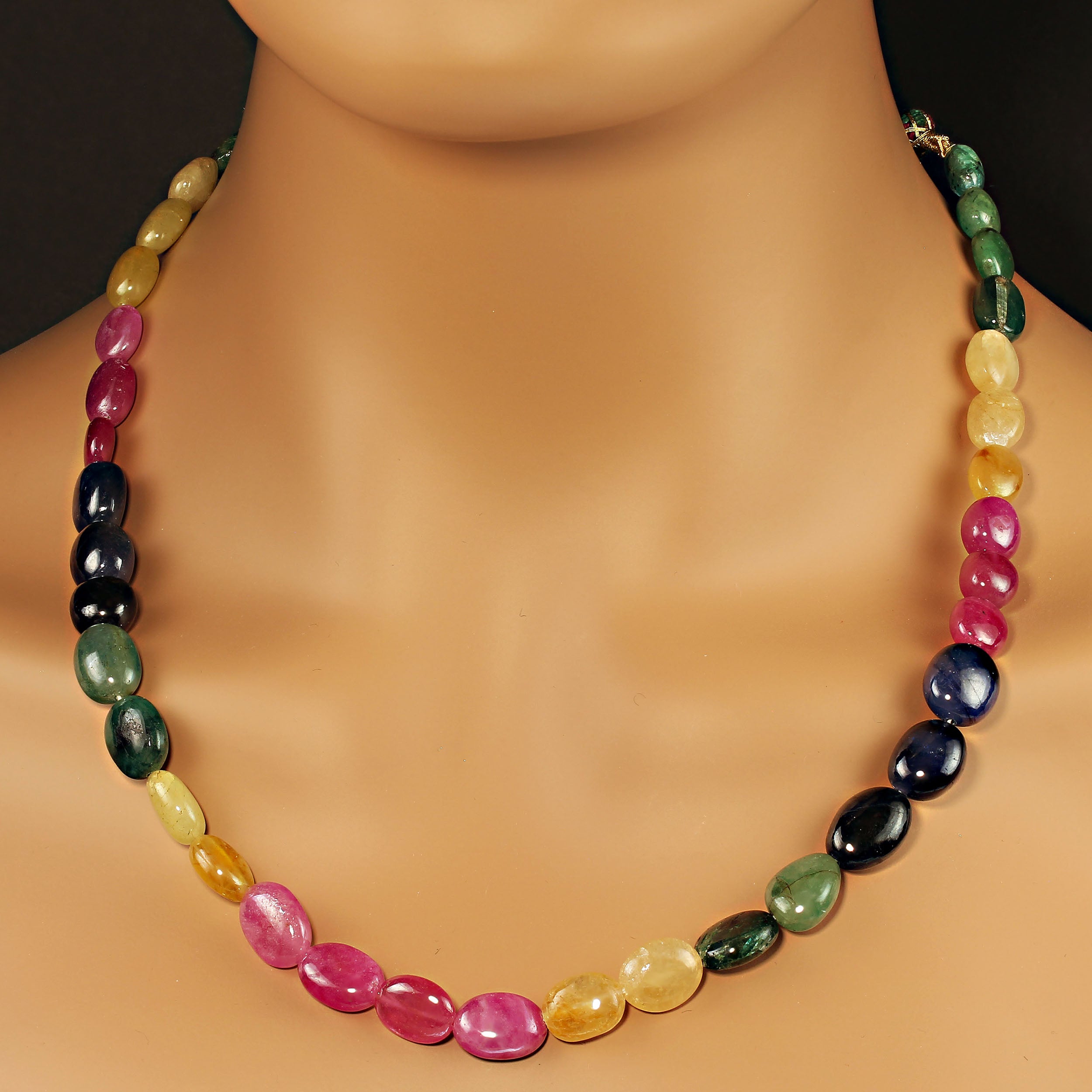 AJD Exotique Collier de saphirs gradués multicolores de 19 pouces, extensible