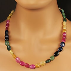 AJD Exotique Collier de saphirs gradués multicolores de 19 pouces, extensible