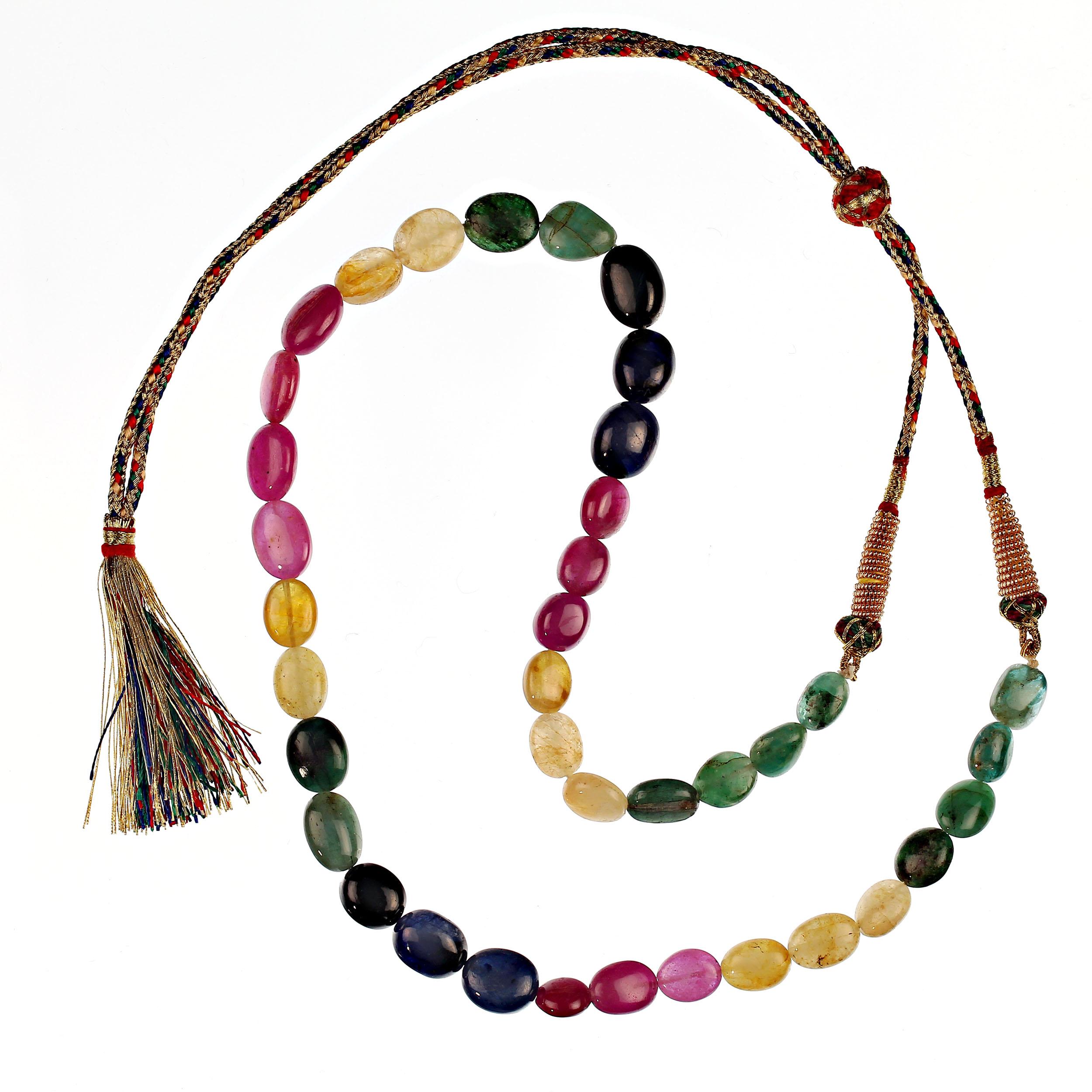 AJD Exotische mehrfarbige 19 Zoll abgestufte Saphir-Halskette, ausziehbar im Angebot 2