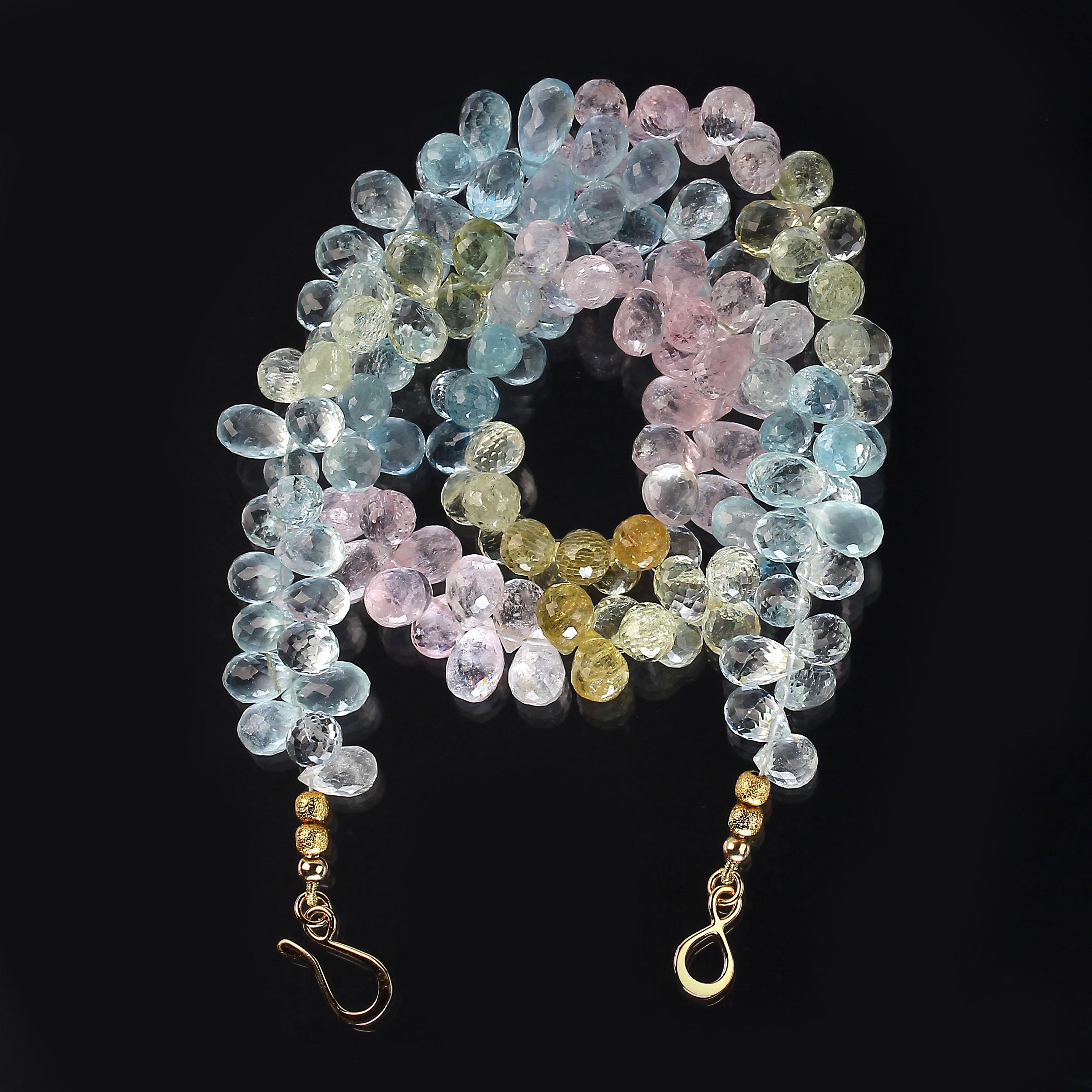 Artisan AJD Exquisite Multi Color Beryl Briolette Necklace