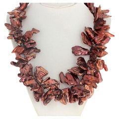 AJD Extraordinary Huge Real Polished Coppery Statement Pearl Shells Necklace