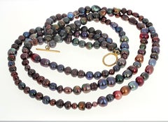 AJD Extraordinary Multi-Color Peacock 3-Strand Cultured Pearls 18 1/2" Necklace