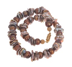 AJD Fascinating Beautiful Natural Real Peals and Real Pearl Shells 16" Necklace