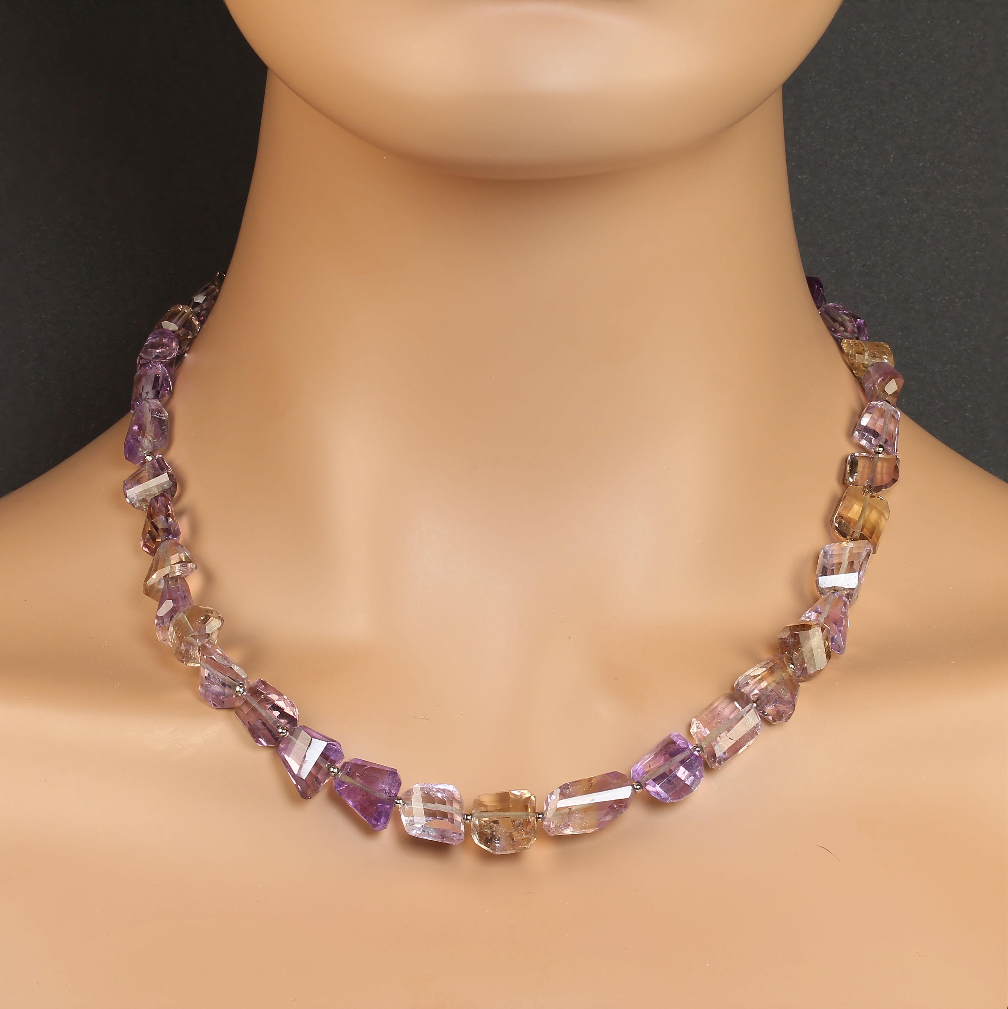 Artisan AJD Fascinating Faceted Freeform Ametrine 20 Inch Necklace  Great Gift! For Sale