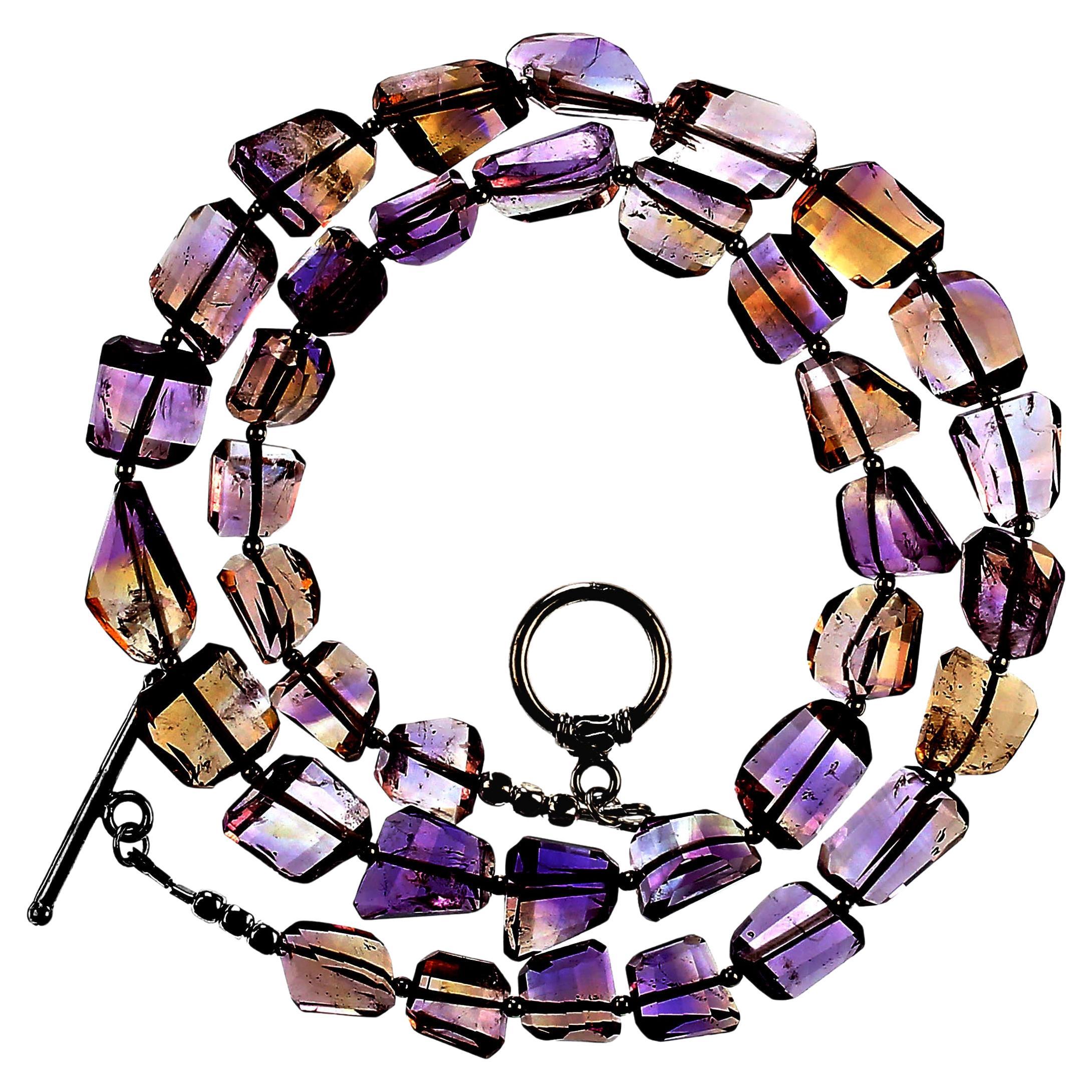 AJD Fascinating Faceted Freeform Ametrine 20 Inch Necklace  Great Gift! For Sale