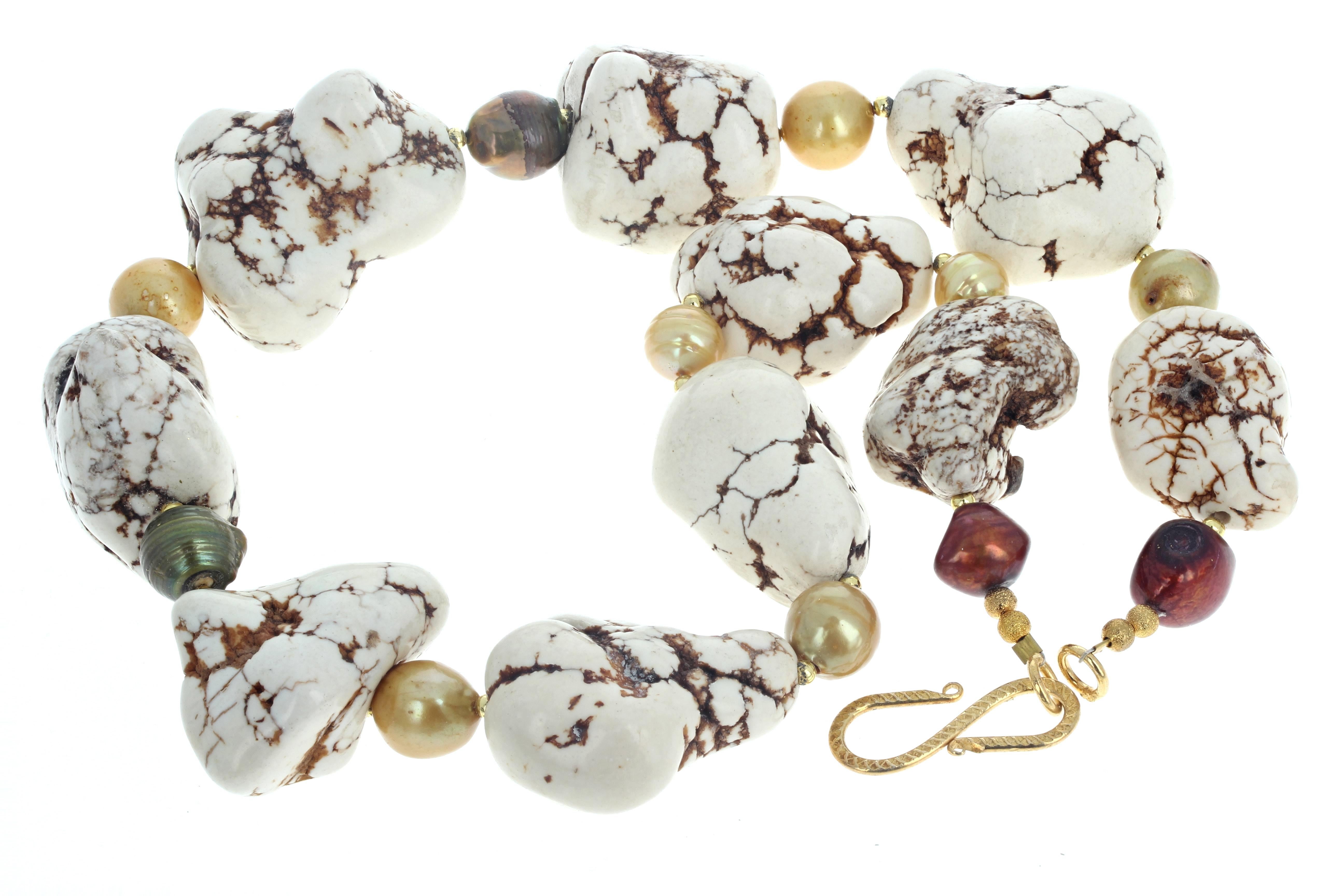 Mixed Cut AJD Stunning Dramatic Real Howlite White-Brown Vein & Pearl 21