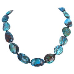 AJD Fascinante Natural Hermosa Azuritas Reales Collar Largo de 19