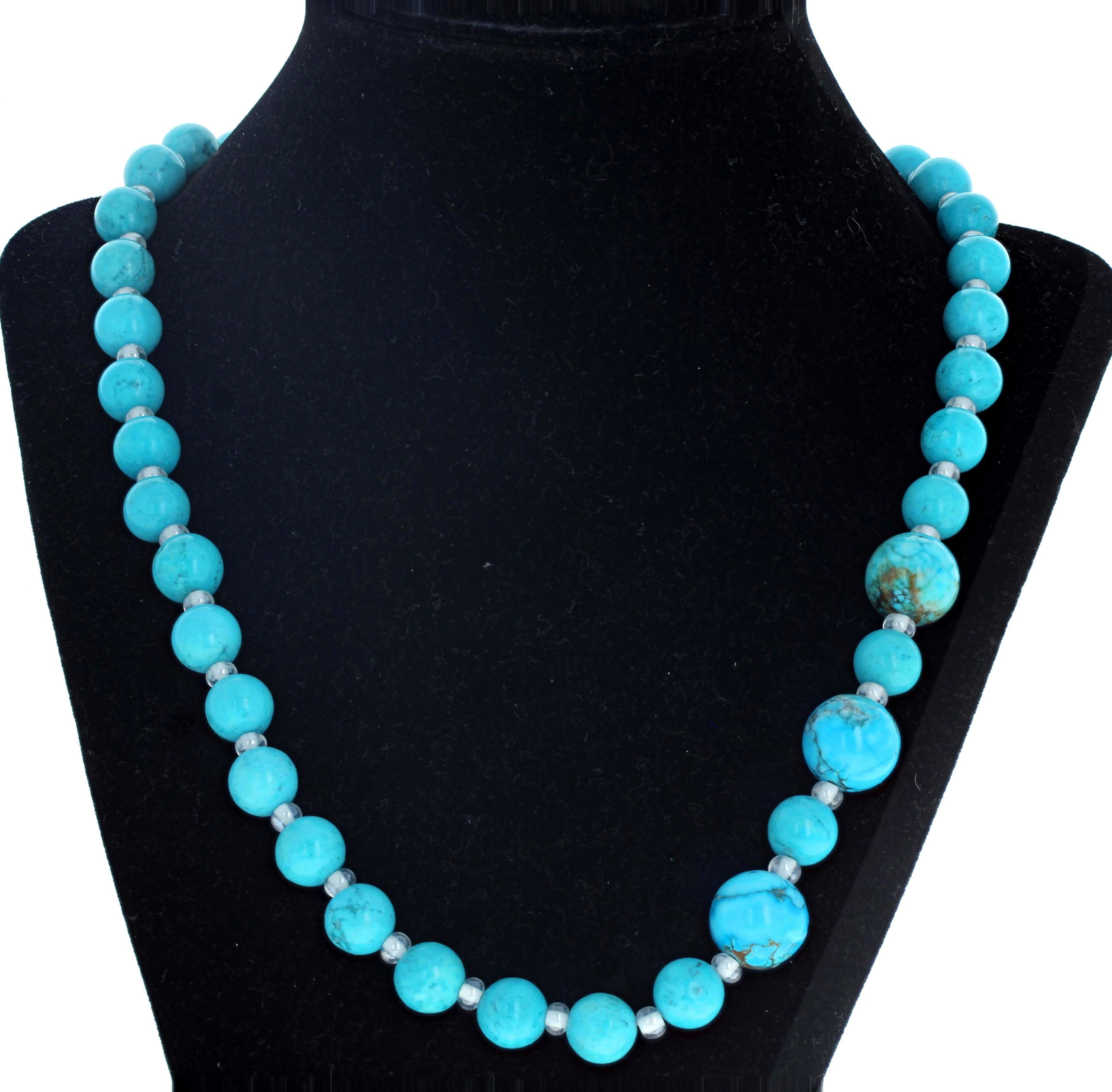 AJD Beautiful Elegant 20 1/2" Natural Real Blue Magnesite Gemstones Necklace For Sale