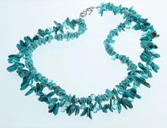 AJD Polished Chips of Natural Fascinating Beautiful Blue Real Turquoise Necklace