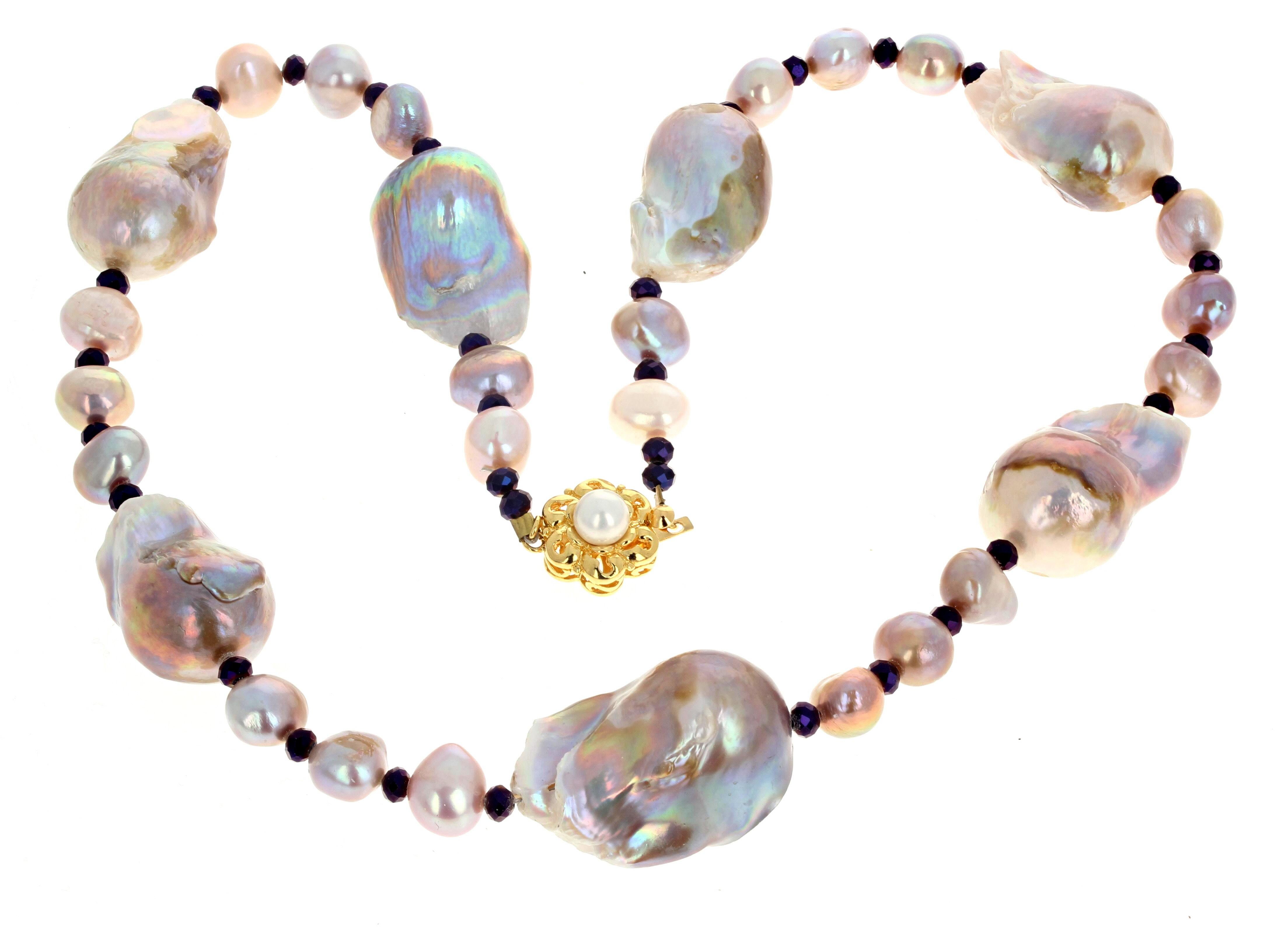 AJD Fascinantes vraies perles baroques naturelles Collier 20" long