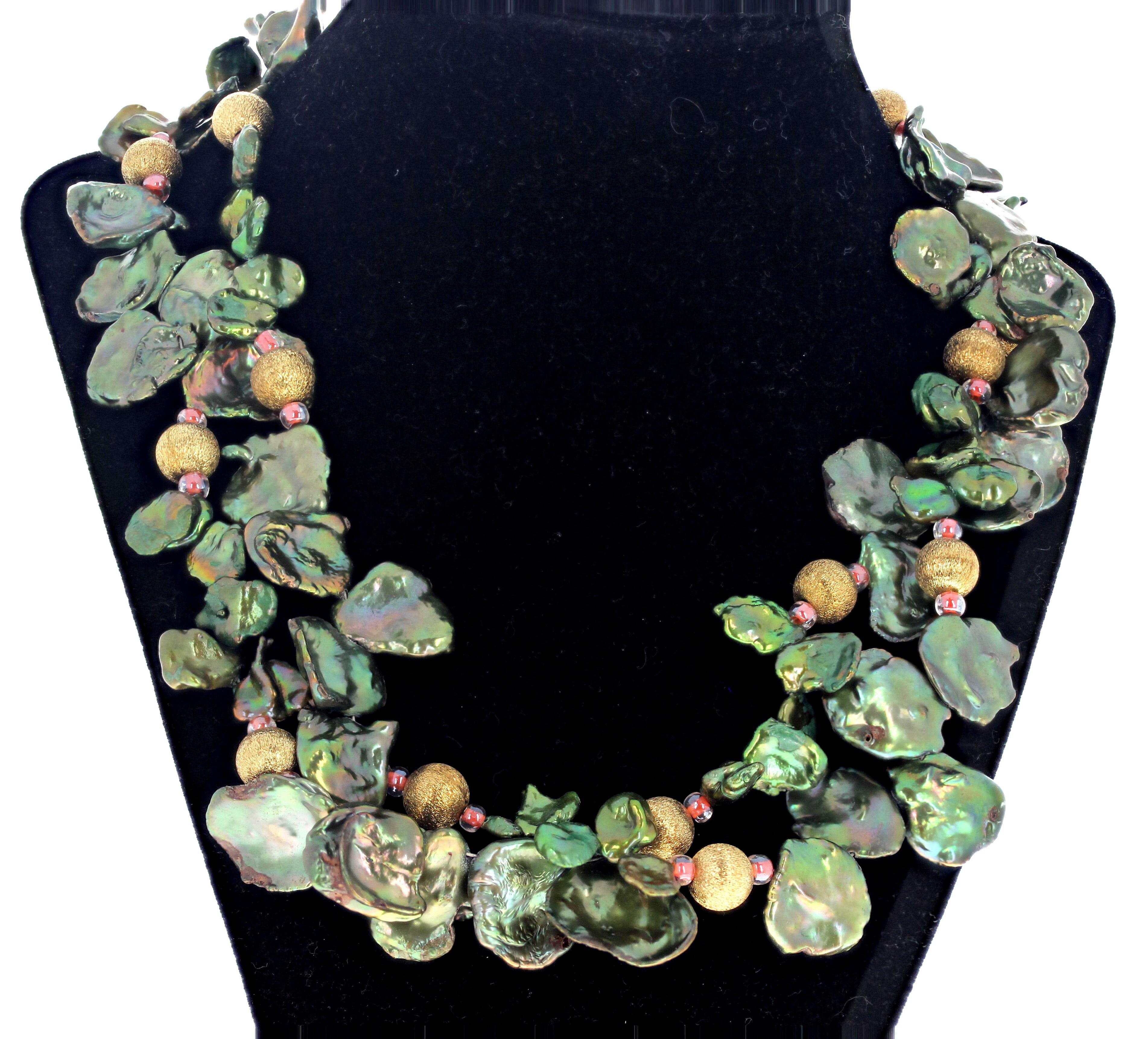 Mixed Cut AJD Fascinatingly Beautiful Greenish Flip-Flop Pearls 19