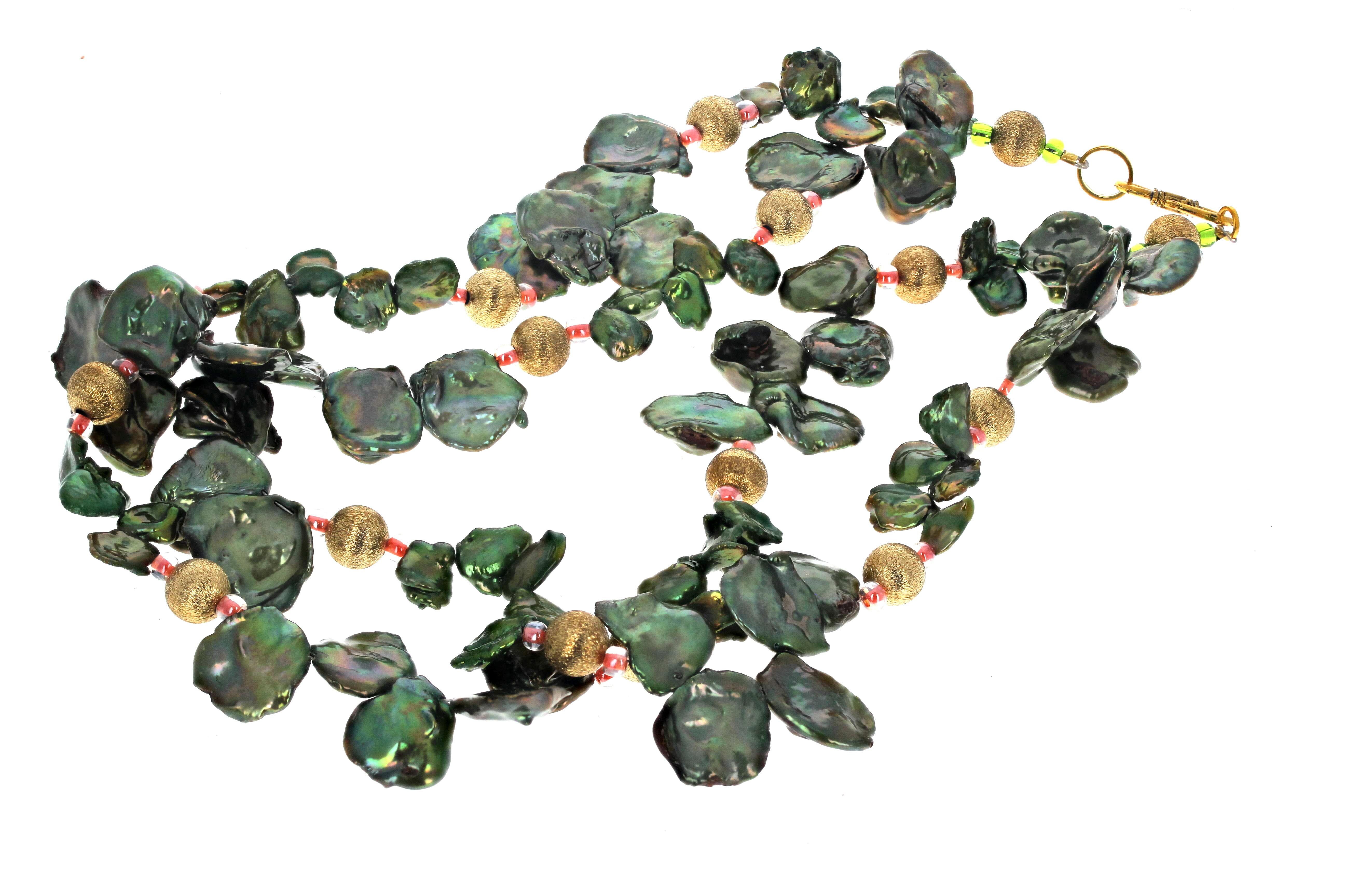 AJD Fascinatingly Beautiful Greenish Flip-Flop Pearls 19