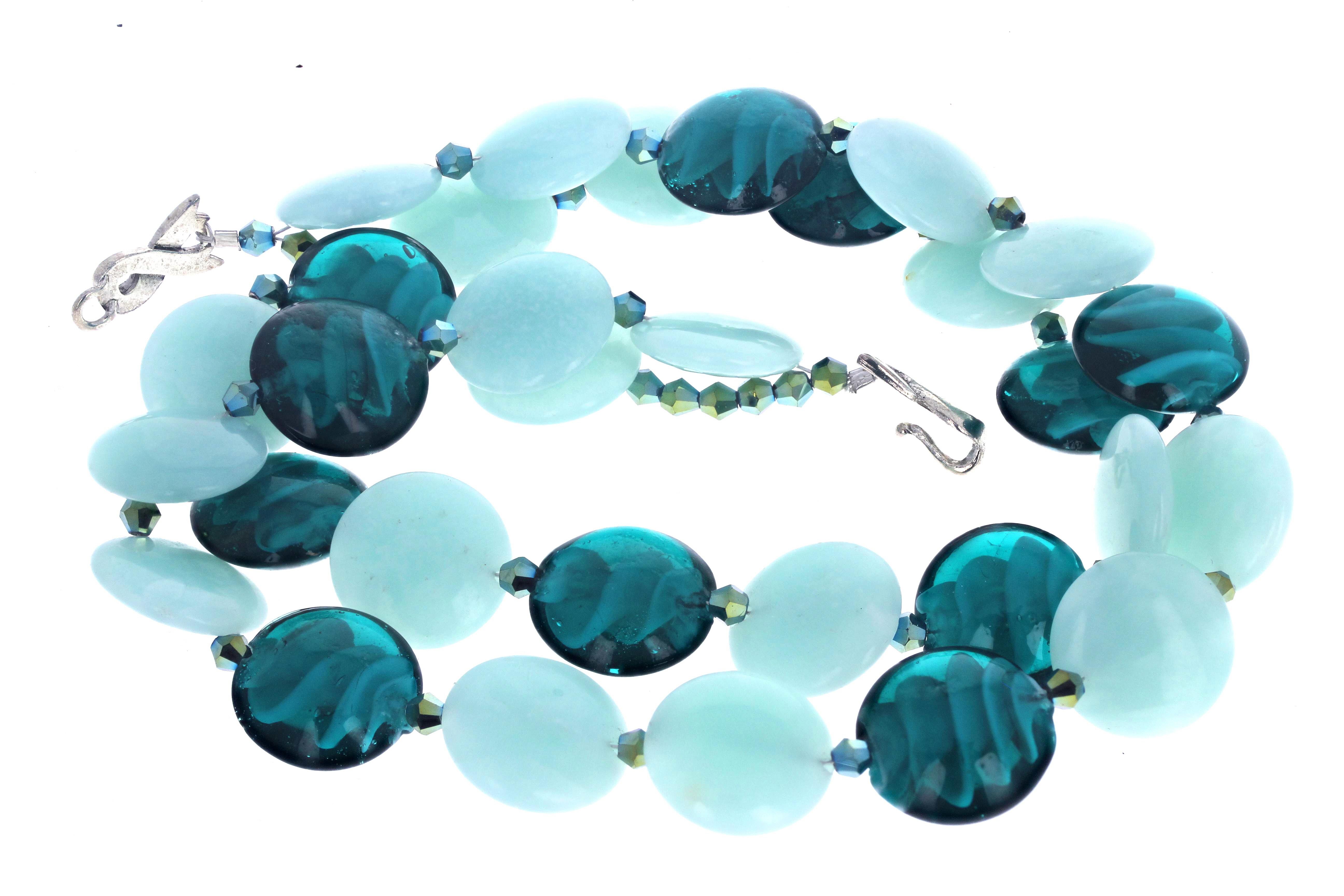 AJD Hermoso Collar de Amazonita Real y Cristal de 16