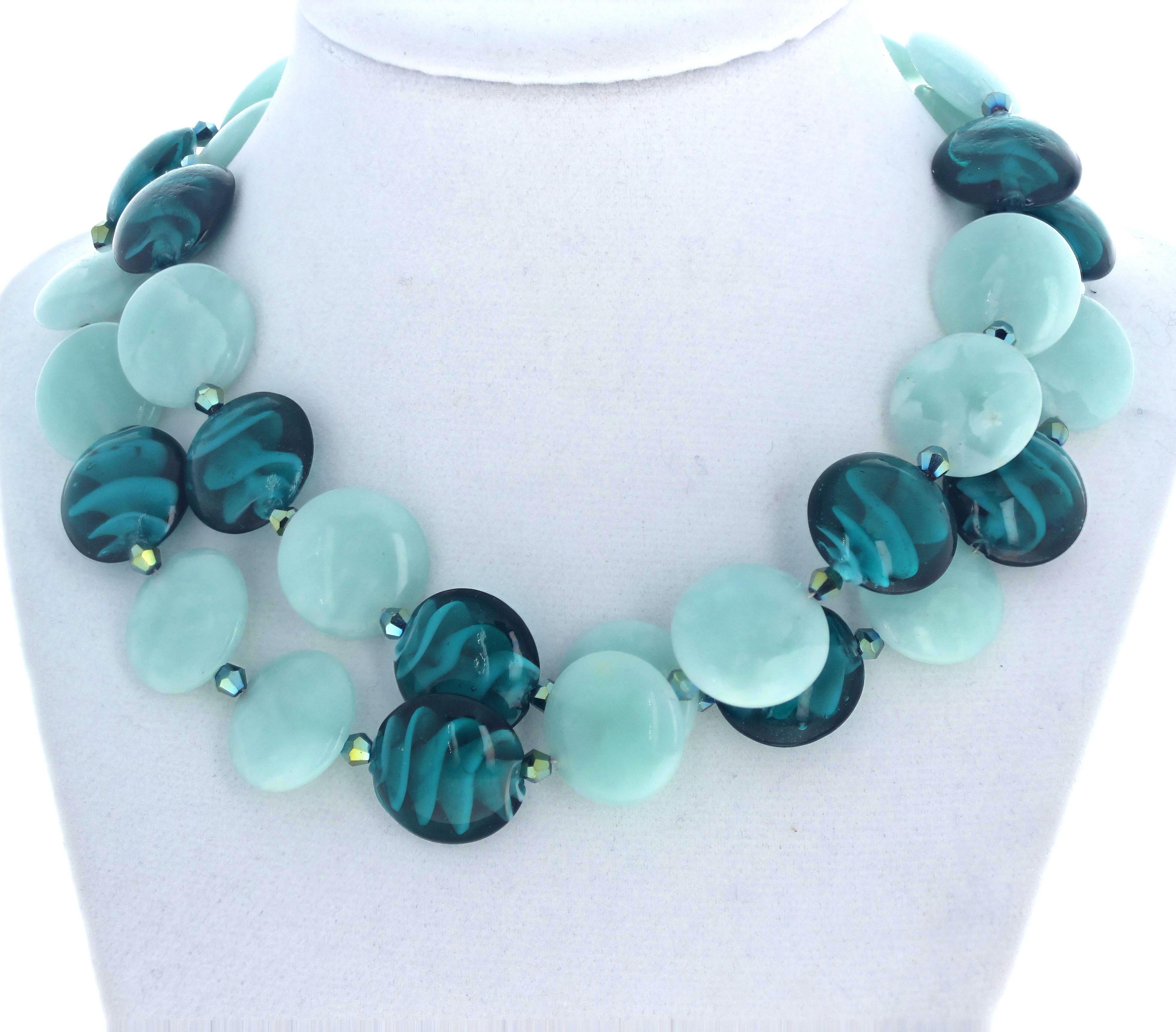 AJD Hermoso Collar de Amazonita Real y Cristal de 16