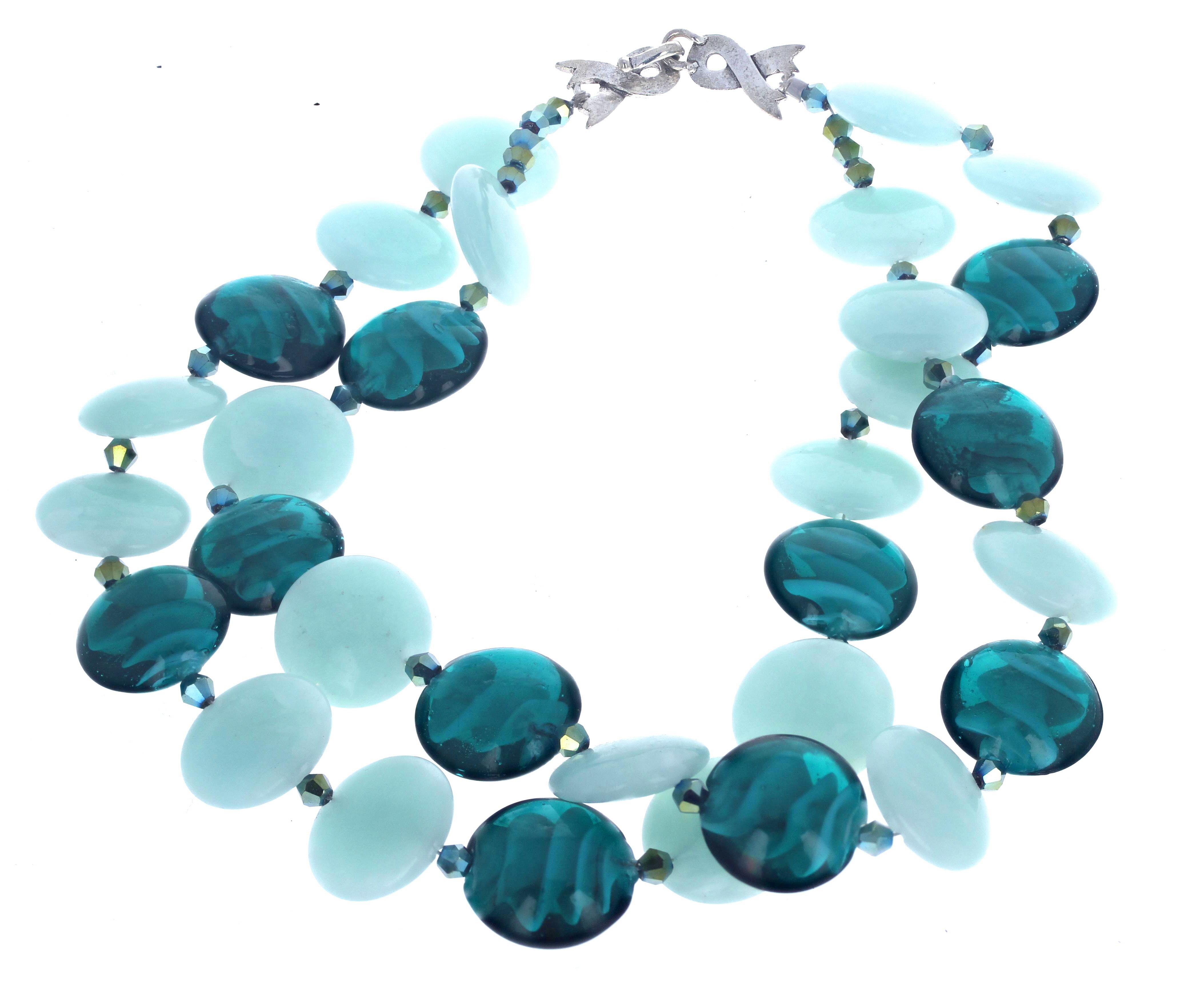 Femenino o masculino AJD Hermoso Collar de Amazonita Real y Cristal de 16
