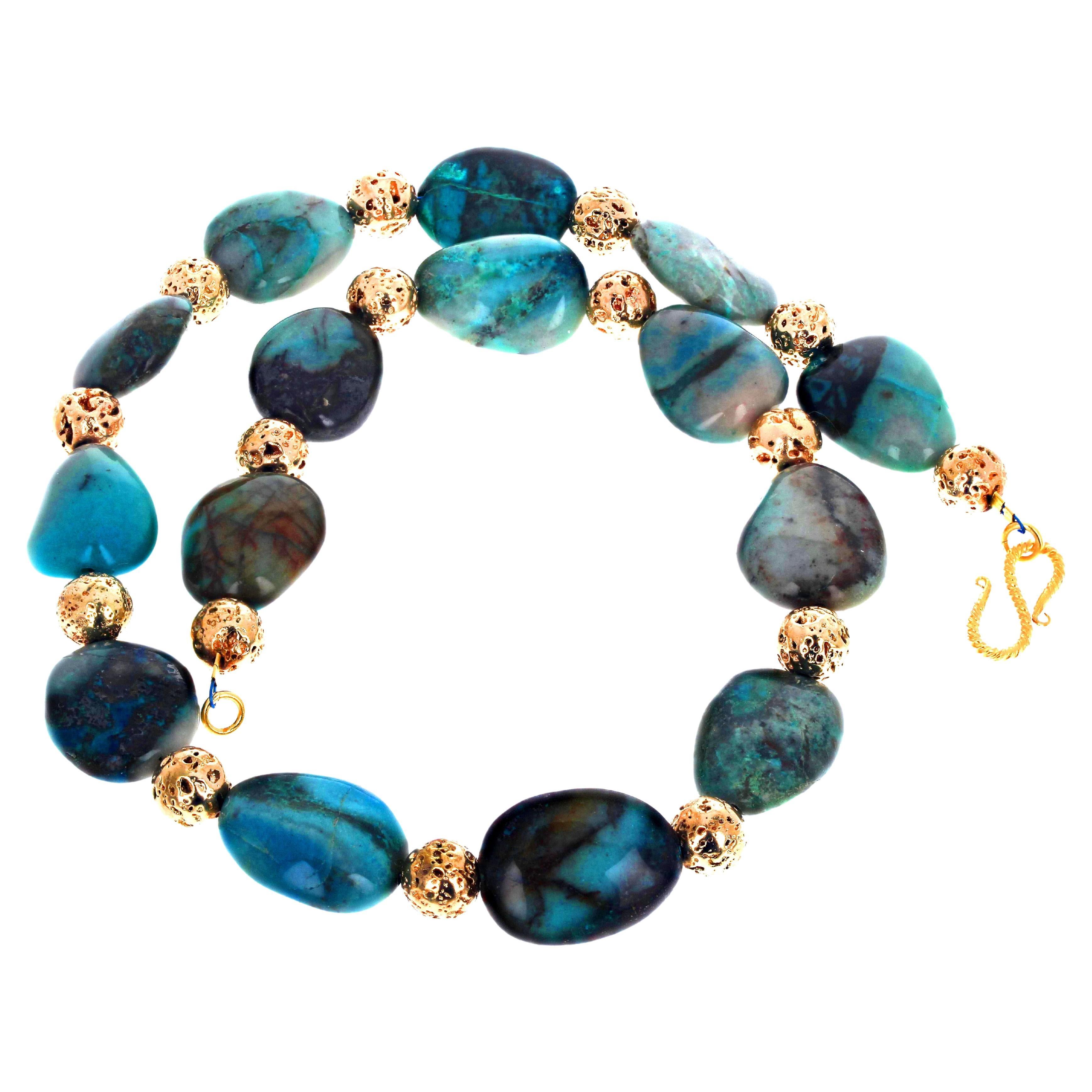 AJD Fascinante Azurite Naturelle Vraiment Magnifique Collier 22" long