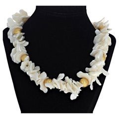 Collana AJD Dramatic Natural Real Flip Flop White Pearls &Goldy Rondels 19"