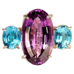 AJD February Amethyst Classic with Blue Topaz Accents Sterling Ring