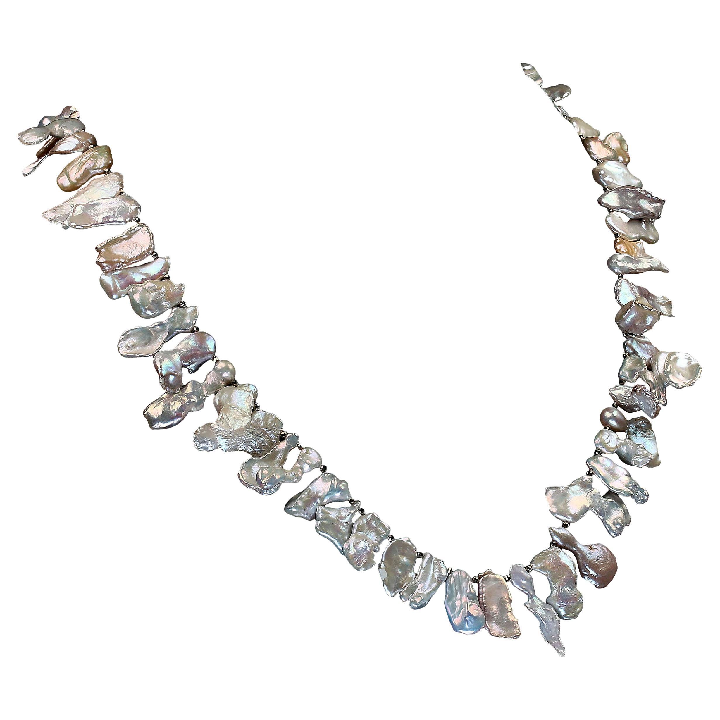 AJD Freeform, Iridescent Pearls Necklace Pyrite accents   Fabulous Gift!!!