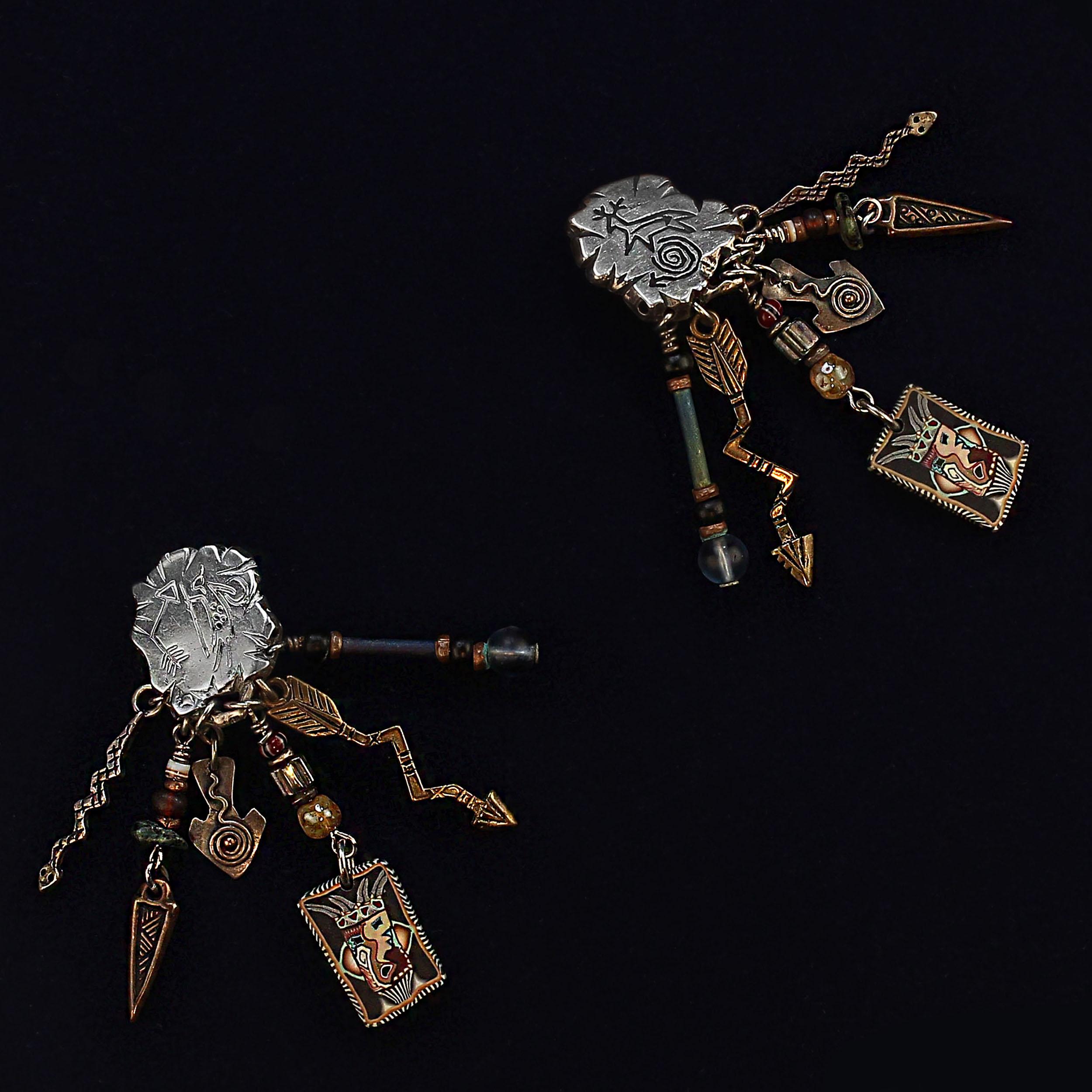 Artisan AJD Fun and Funky Clip-on Dangle Earrings For Sale