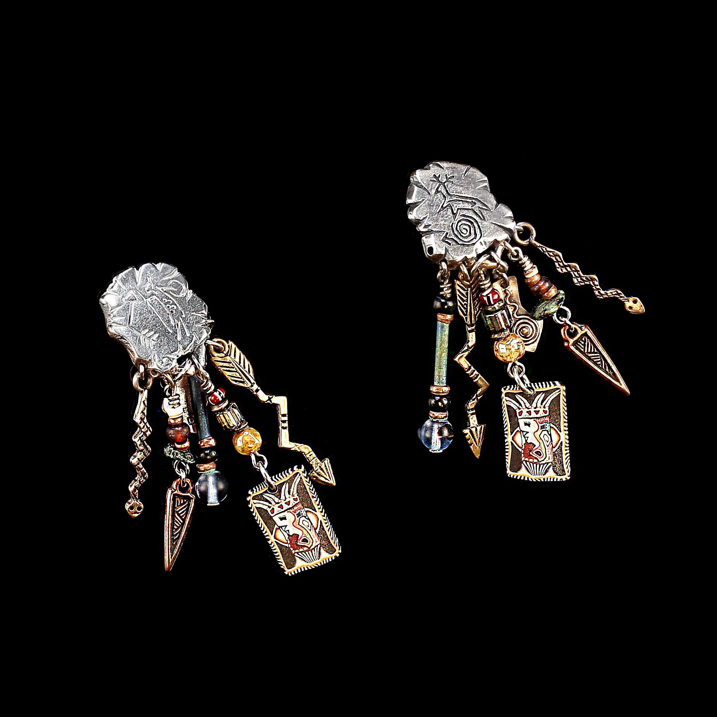 AJD Fun and Funky Clip-on Dangle Earrings In Good Condition For Sale In Raleigh, NC