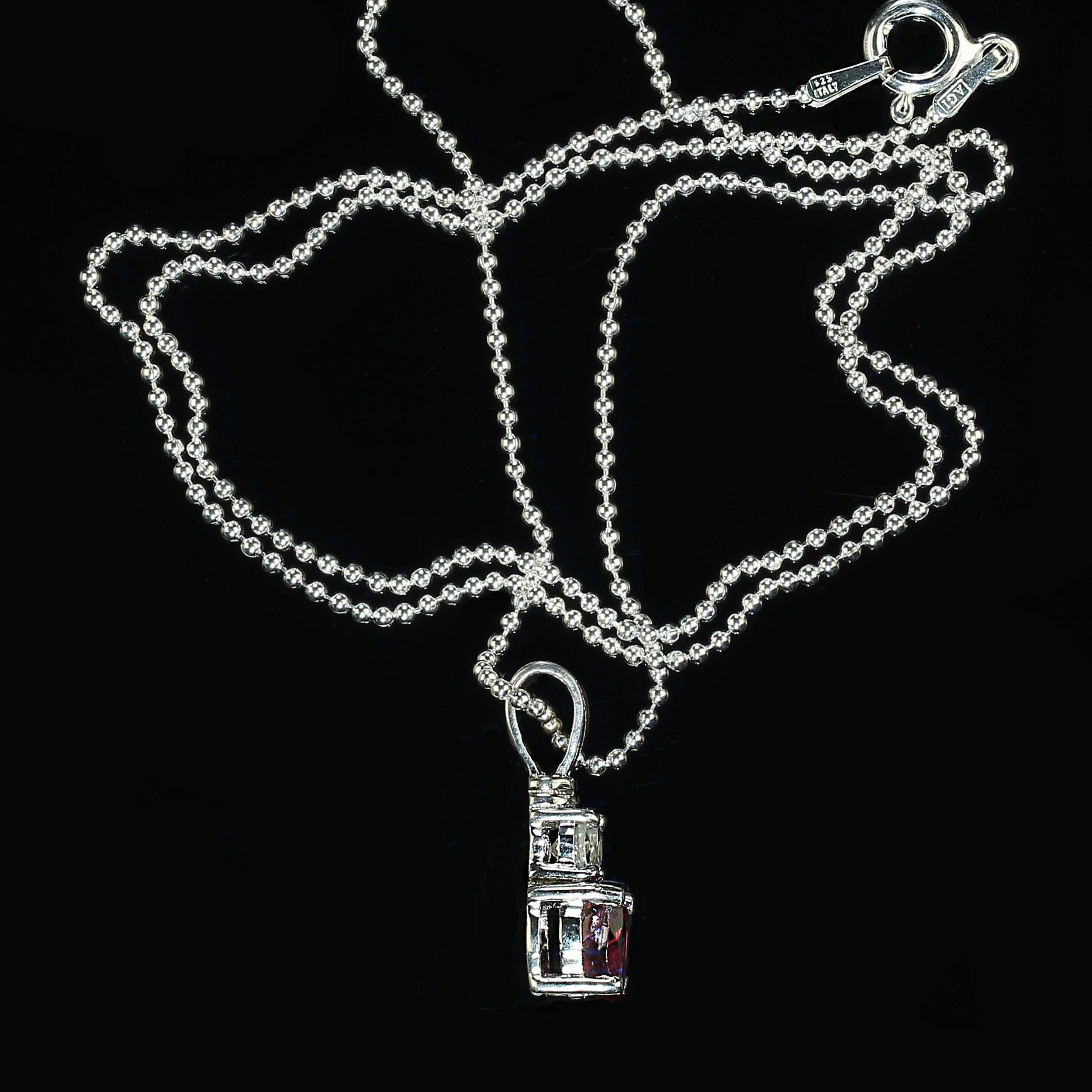 Women's AJD  Garnet and Genuine Zircon Sterling Pendant    Great Gift For Sale
