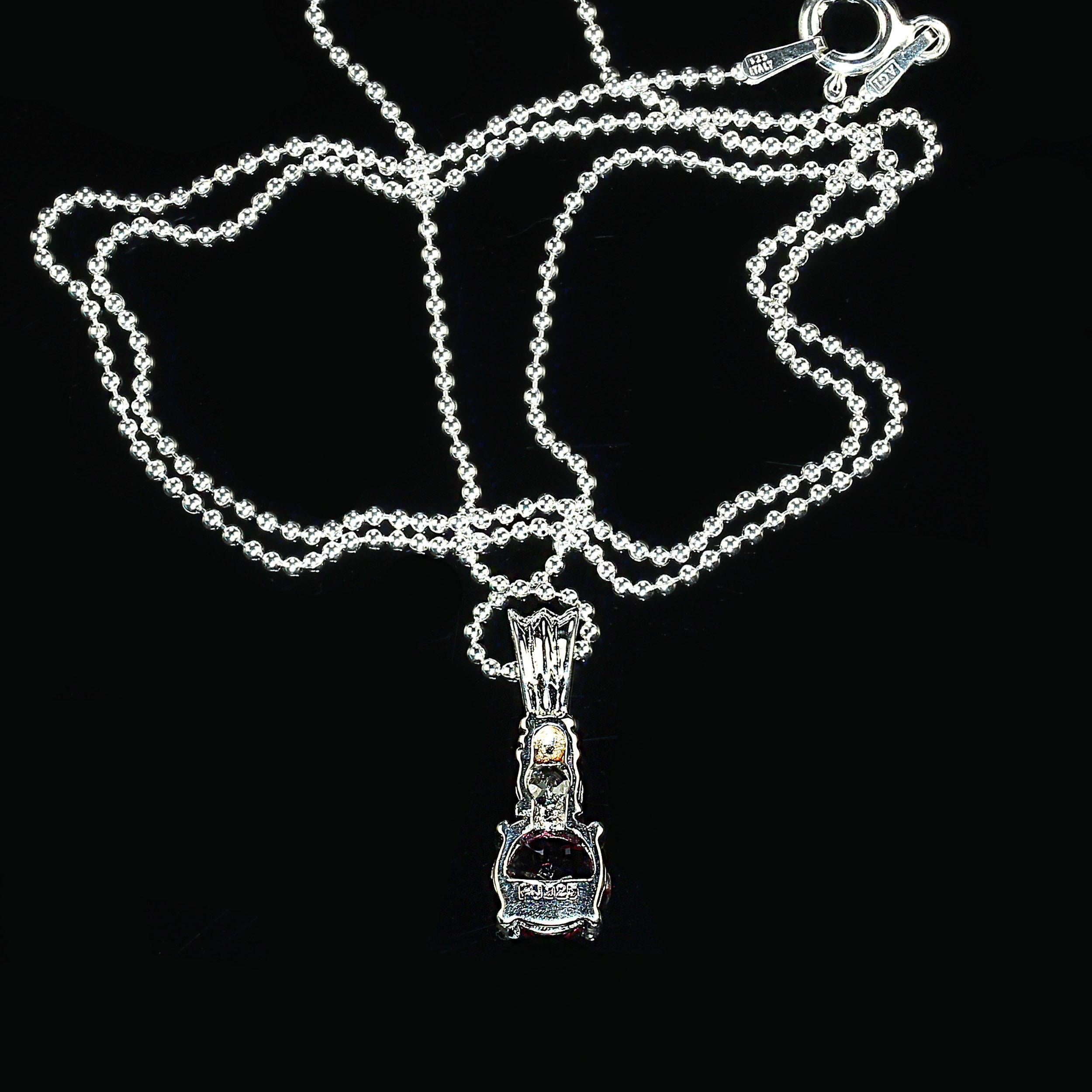 AJD  Garnet and Genuine Zircon Sterling Pendant    Great Gift For Sale 1